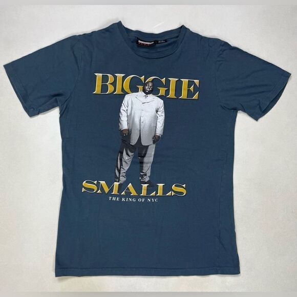 The Notorious BIG Biggie Smalls King Of New York Graphic T-shirt Women XS Blue - Picture 1 of 5